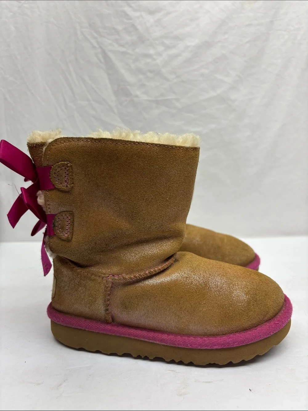 UGG Kids Chestnut and Pink Bailey Bow Boot, SZ 11 toddler girl, box 72